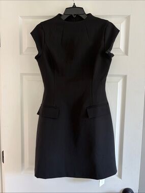 Commense Black Cap-Sleeve Mini Sheath Dress